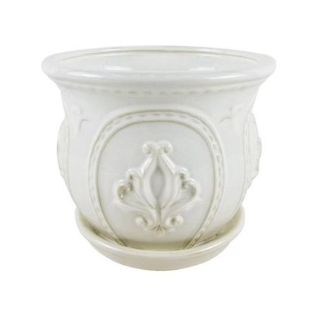TRENDSPOT Trendspot CR10152-06D Ceramic Ornate Planter  White - 6 in. - pack of 4 7421779
